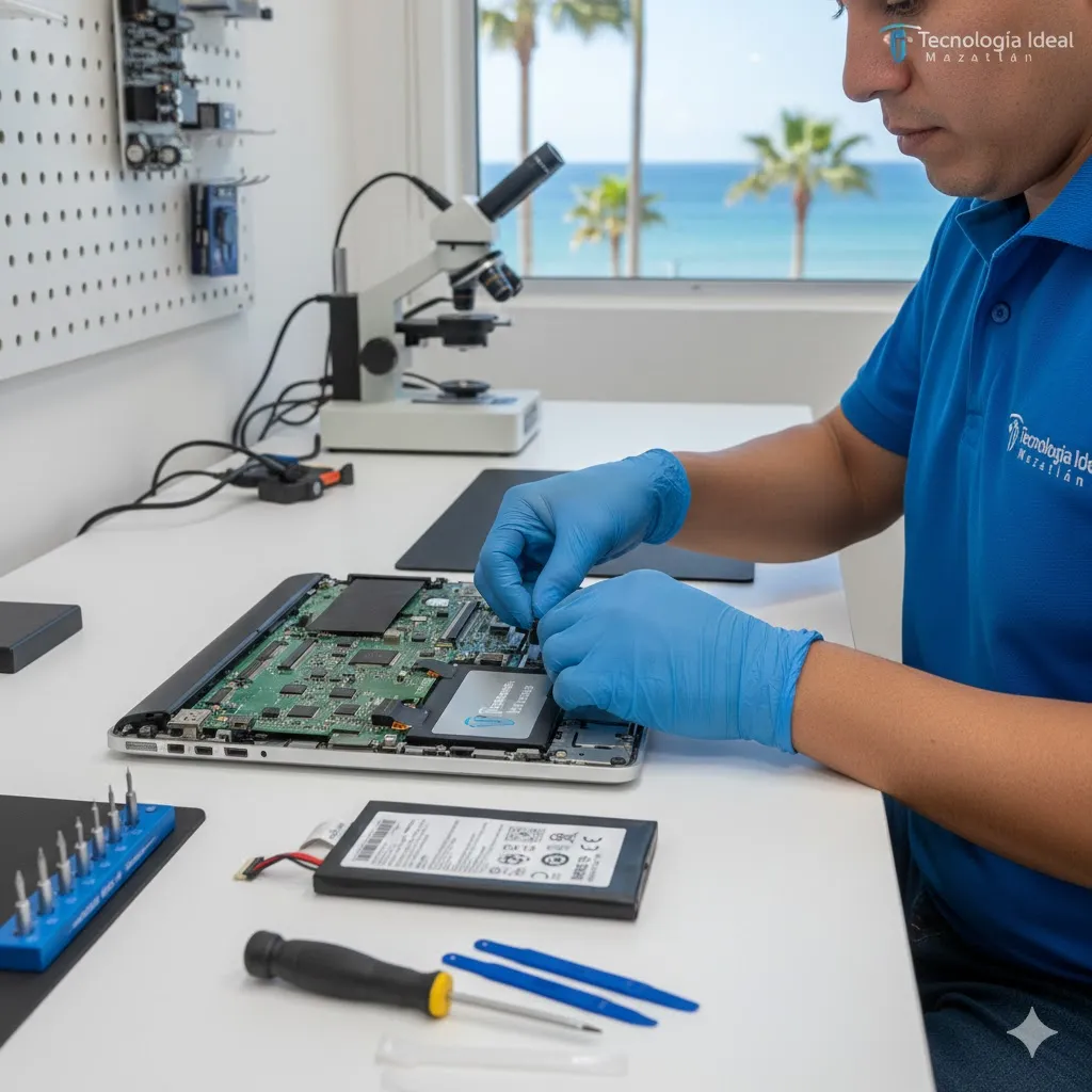 Cambio de Batería para Laptop en Mazatlán | Original y Compatible (Laptop con batería externa)